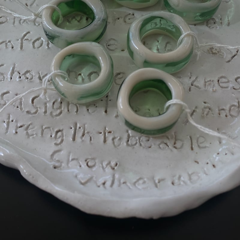 window glass ring green | yurikaakutsu