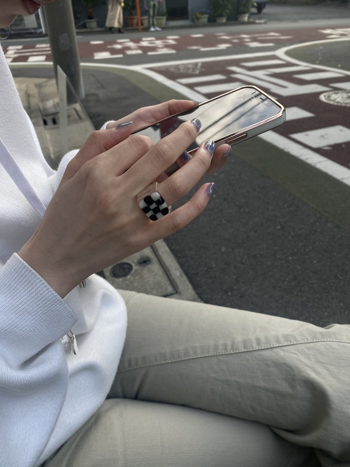 checker glass ring | yurikaakutsu