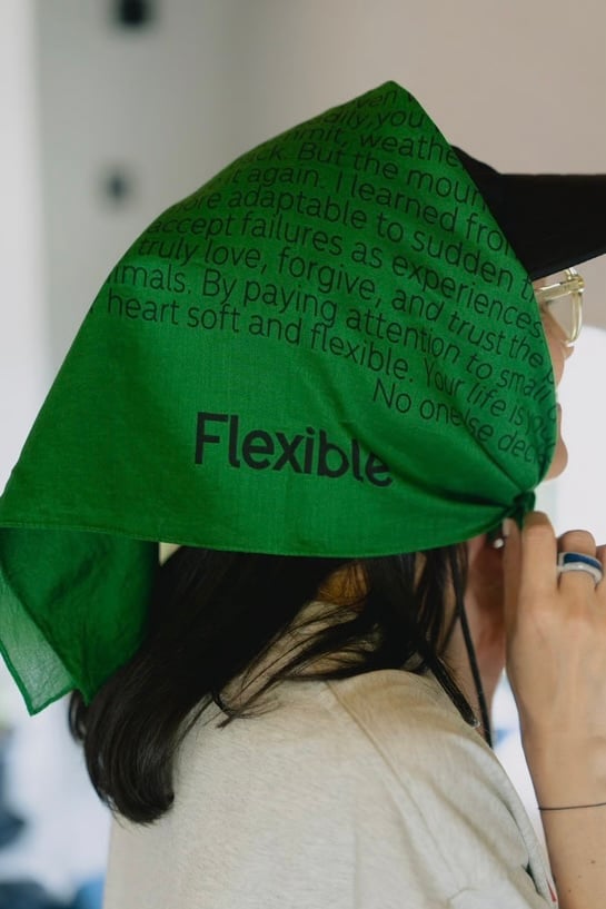 donttellanyone yurika akutsu バンダナ　スカーフ Flexible BANDANA GREEN | yurikaakutsu