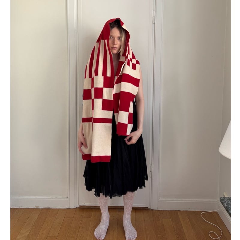 Merino Wool Check Muffler | yurikaakutsu