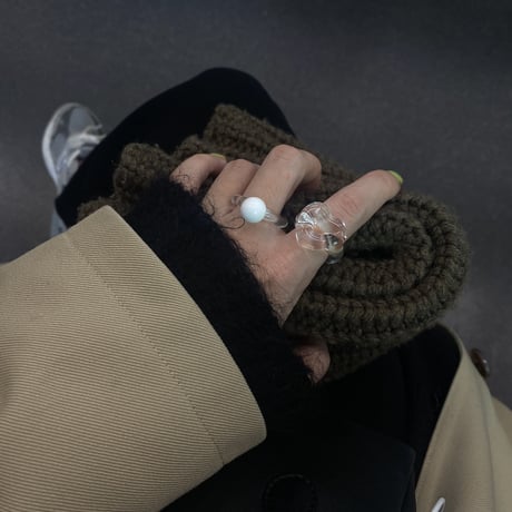 ho.clear glass heart ring