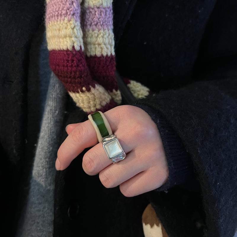 yurika akutsu　window glass ring window glass ring green | yurikaakutsu
