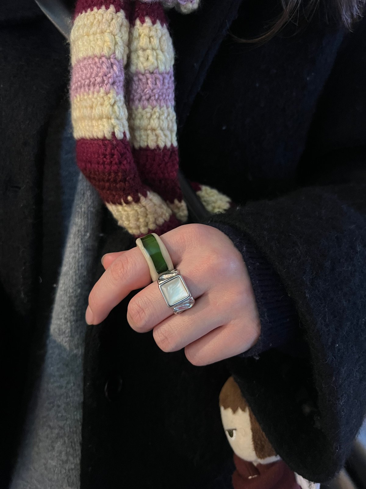 yurika akutsu window glass ring Sサイズ window glass ring green | yurikaakutsu