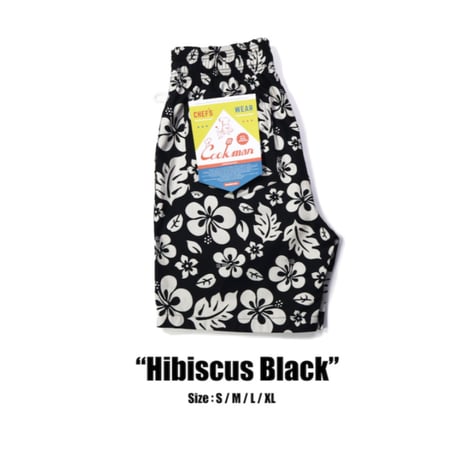 【COOKMAN】シェフパンツ Chef Pants Short Hibiscus Black