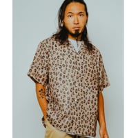 【BIG MIKE】Mesh Leopard Open Slit S/S Shirts - 102625551