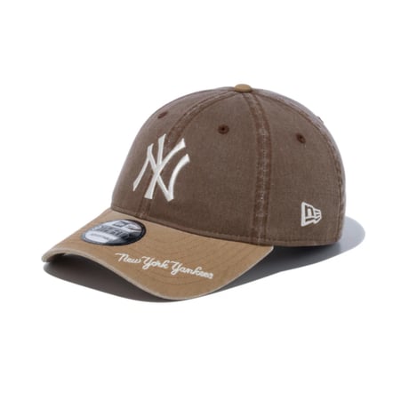 【NEWERA】9THIRTY MLB Visor Logo ニューヨーク・ヤンキース ブラウン カーキバイザー