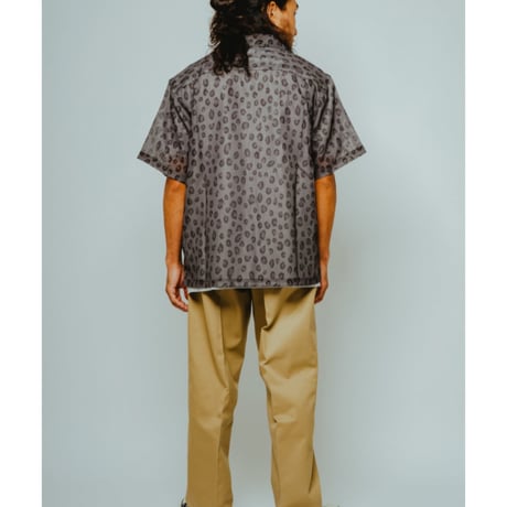 【BIG MIKE】Mesh Leopard Open Slit S/S Shirts - 102625551