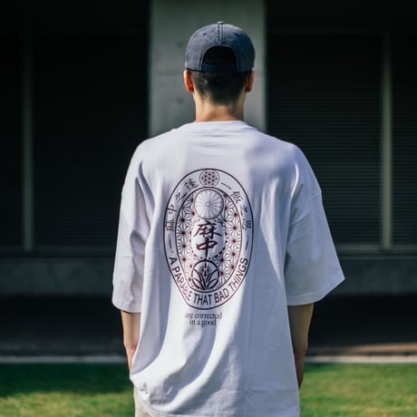 【麻中之蓬】印 T-Shirts new color　白×バーガンディ
