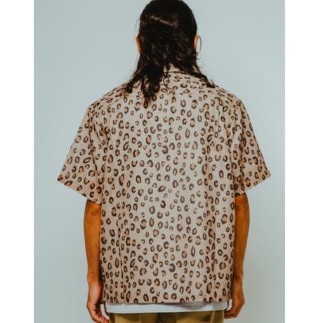 【BIG MIKE】Mesh Leopard Open Slit S/S Shirts - 102625551