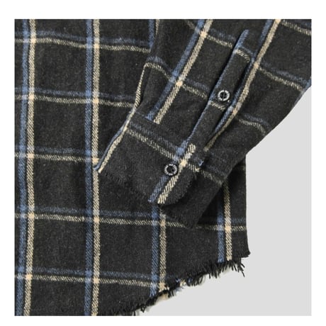 【NC by NO COFFEE】カットオフネルノーカラーシャツ　BLACK×BLUE