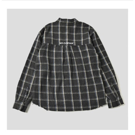 【NC by NO COFFEE】カットオフネルノーカラーシャツ　BLACK×BLUE