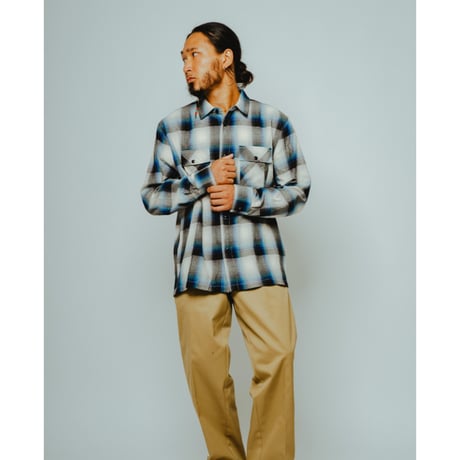 【BIG MIKE】Light Flannel L/S Shirts｜WHT×BLK×BLU×MNT