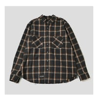【NC by NO COFFEE】カットオフネルノーカラーシャツ　BLACK×BROWN