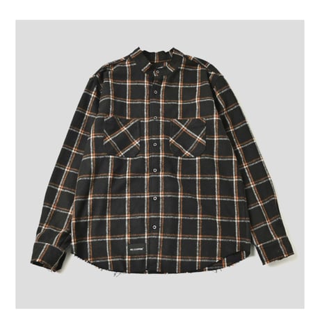 【NC by NO COFFEE】カットオフネルノーカラーシャツ　BLACK×BROWN
