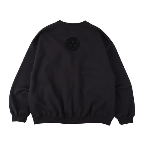 【楔　KUSABI】Flock Logo Crew Sweat - Black