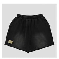 【NC by NO COFFEE】サルファーダイ クラックプリント スウェットショーツ BLACK