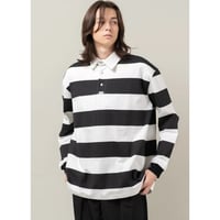 【NC by NO COFFEE】ボーダーラガーシャツ　BLACK×WHITE