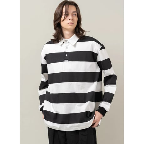 【NC by NO COFFEE】ボーダーラガーシャツ　BLACK×WHITE