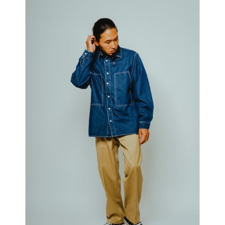 【BIG MIKE】Denim Utility Long Sleeve Shirt - 102615350