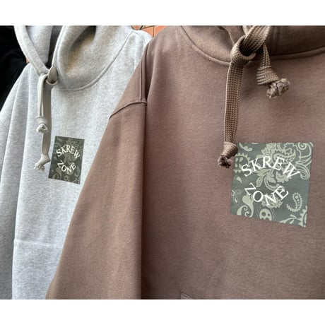 【SKREWZONE】PAISLEY BOX LOGO HEAVY HOODIE