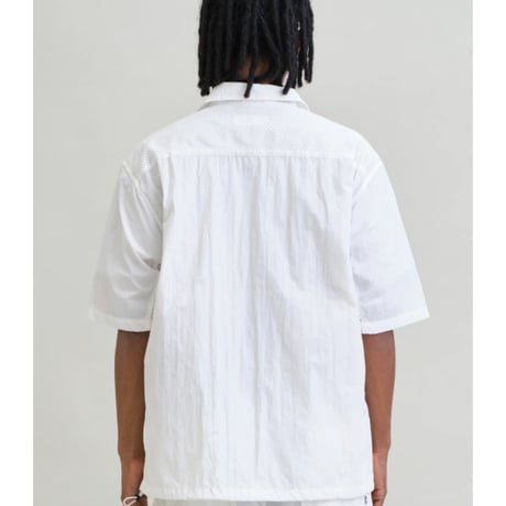 【UNFRM】NY TYPEWRITER PANEL MESH OPEN COLLAR SHIRT