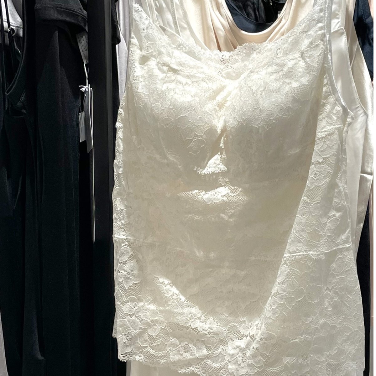 総レースブラトップ/コットンシルクリブ/レースパット付き