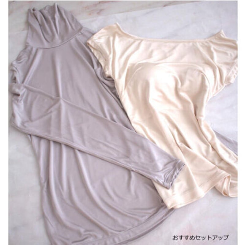 シルク100%長袖インナー　Ｌ4枚 ピュアシルク100％ 長袖タートルネック 正絹（la sakura）2329シルク