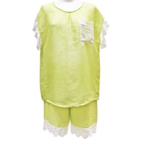 【アウトレット】麻/シルク　フレンチスリーブ＆5分パンツ 2ピース パジャマ　日本製　418093