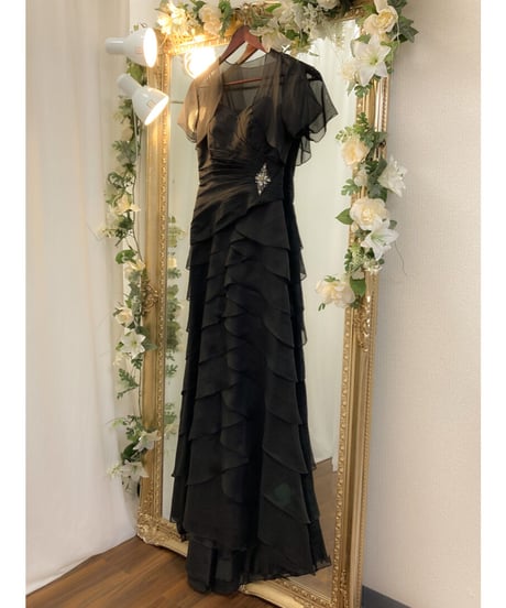 ペタルスタイル ラッフルドレス（ボレロ付き・サイズあり)　ブラック