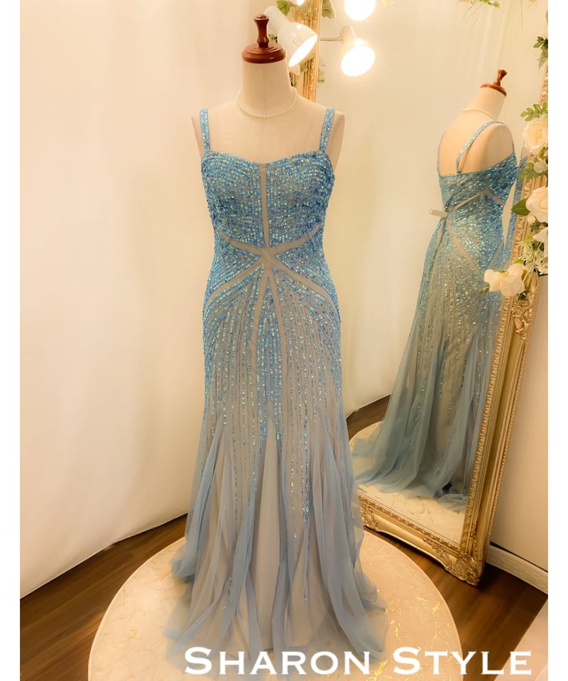 スパンコールグラデーションドレス スカイブルー | Sharon Style スパンコールグラデーションドレス スカイブルー | Sharon Style