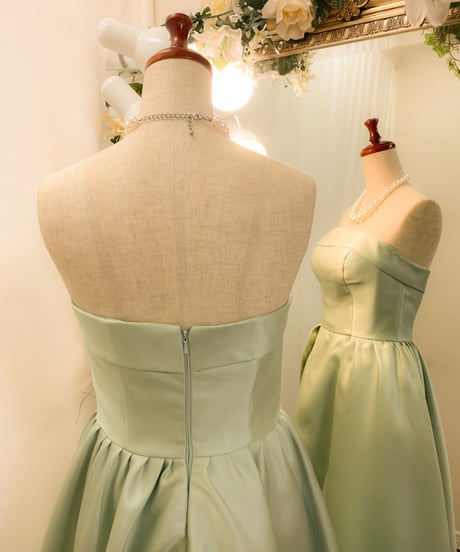 オーバースカート シンプルベアトップドレス　ミストグリーン　Sサイズ