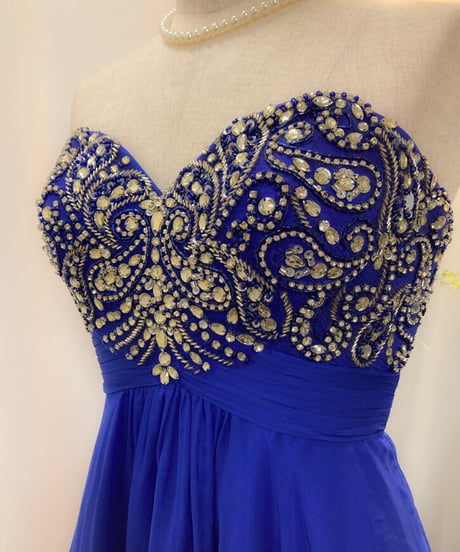 デザインビジュー クラシックドレス　パールサファイヤブルー
