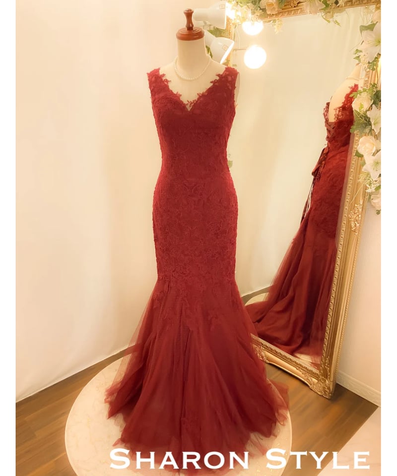Settann レース マーメイドドレス 2号 赤 Settann レース マーメイド