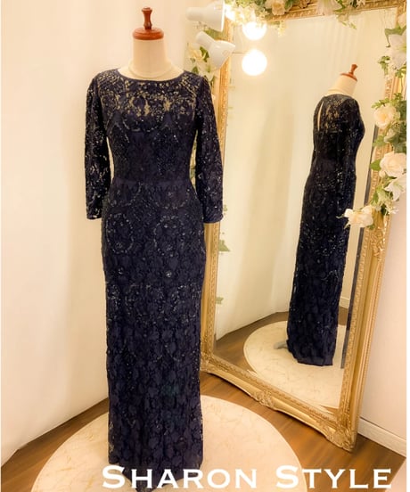 総レース ロングスリーブ ドレス　トワイライト　MLサイズ