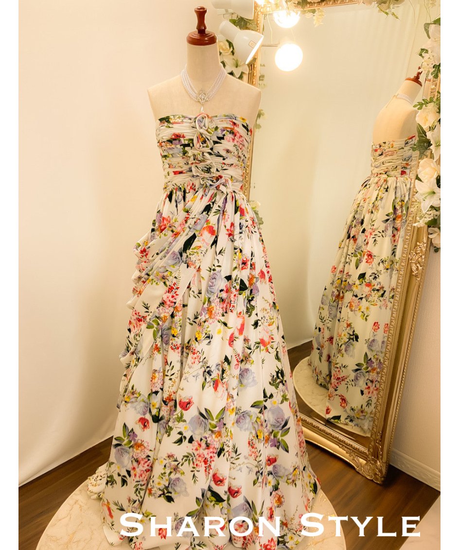 ドレープシフォン エンパイアドレス フラワーガーデン | Sharon