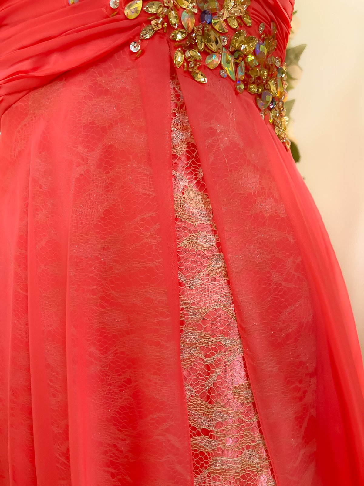 ゴージャスラインビジューワンショルダードレス マゼンタピンク