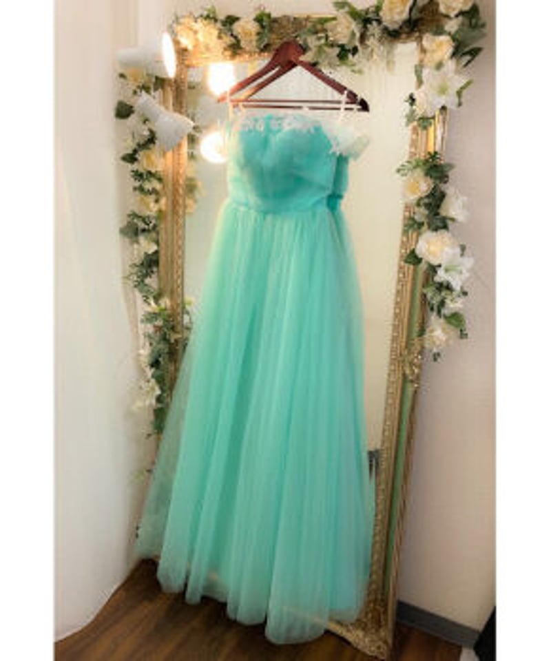 ショルダーレースチュールドレス ミントグリーン | Sharon Style