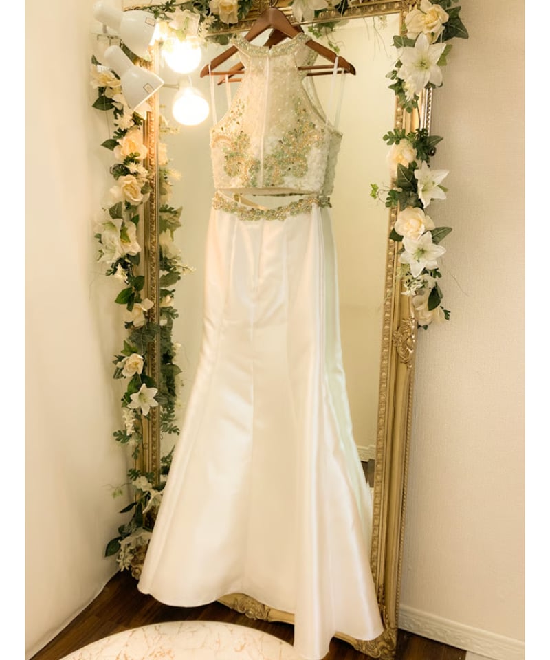 2ピース ツイルサテン マーメイドドレス ホワイト | Sharon