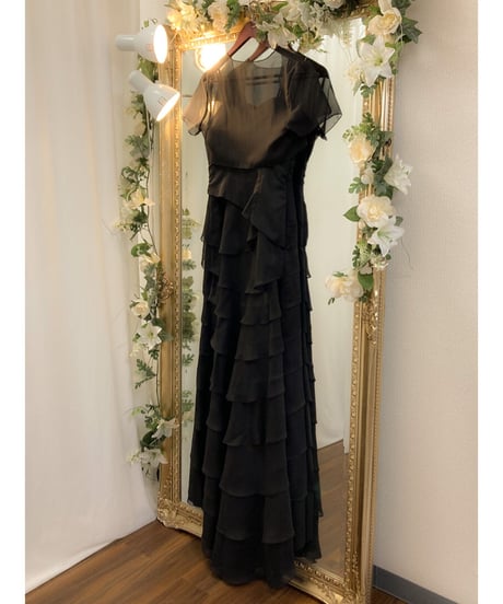 ペタルスタイル ラッフルドレス（ボレロ付き・サイズあり)　ブラック
