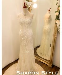 リボン刺繍 チュールレース ドレス　ホワイト