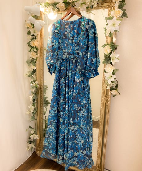 Badgley Mischka　クラシカルスタイル スリーブドレス　アズール