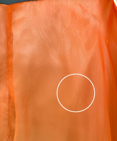 ユニークグラデーション ワンショルダードレス　オレンジ×グリーン　Mサイズ