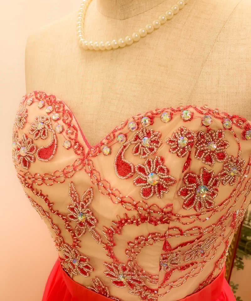 【美品】ベッツィジョンソン ベアトップ パーティードレス ピンクチュール S-M 19661-2.jpg