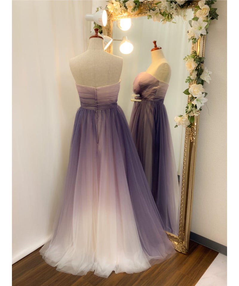 完売】ラベンダー×ホワイト グラデーションドレス | Sharon Style