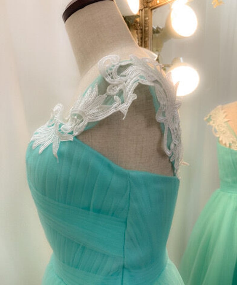 ショルダーレースチュールドレス ミントグリーン | Sharon Style