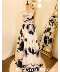 プリーツAライン ジャージー ベアトップドレス　ホワイト