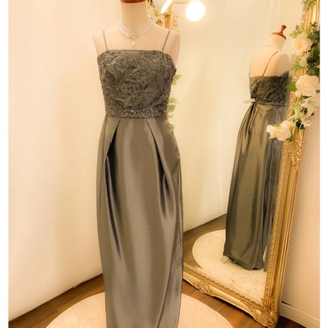 Sharon Style ロングドレス　演奏会　ドレープ×レース グレージュ Sharon ロングドレス　演奏会　ドレープ×レース Style グレージュ