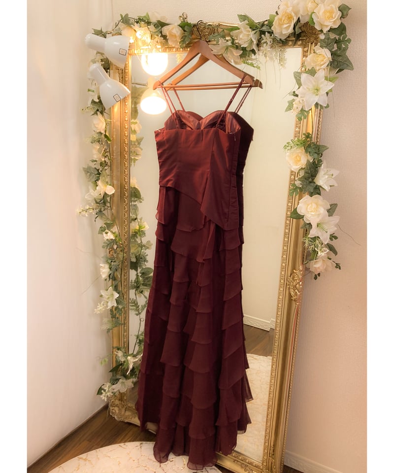 ペタルスタイル ラッフルドレス（ボレロ付き）ダークレッド | Sharon