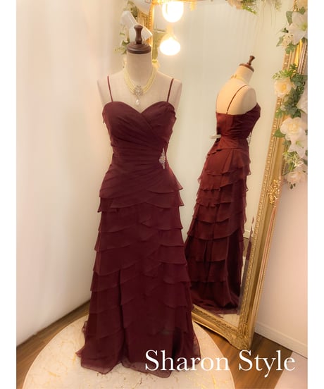 ペタルスタイル ラッフルドレス（ボレロ付き）ダークレッド