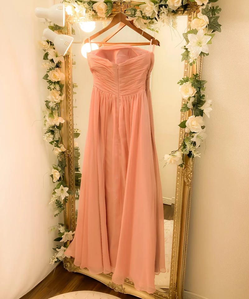 シンプルシフォンベアトップドレス ピンク | Sharon Style シンプルシフォンベアトップドレス ピンク | Sharon Style